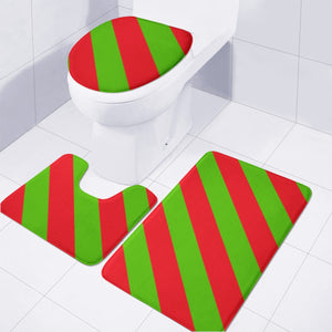 Red And Green Stripes Toilet Three Pieces Set