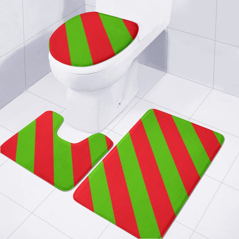 Image of Red And Green Stripes Toilet Three Pieces Set