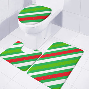 Xmas Diagonal Stripes Toilet Three Pieces Set