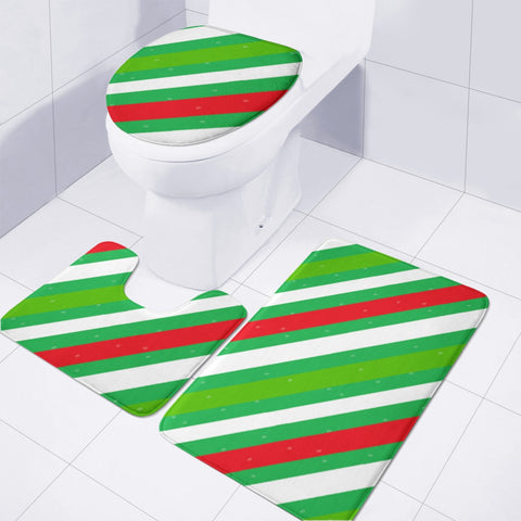 Image of Xmas Diagonal Stripes Toilet Three Pieces Set