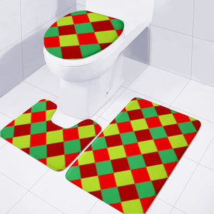 Colorful Checkered Toilet Three Pieces Set