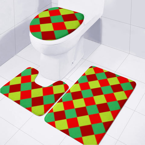 Image of Colorful Checkered Toilet Three Pieces Set