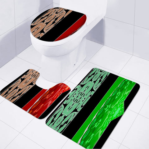 Image of Red, Green And Black Stripes Toilet Three Pieces Set