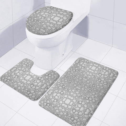 Image of Grey Circles Motif  Modern Pattern Toilet Three Pieces Set