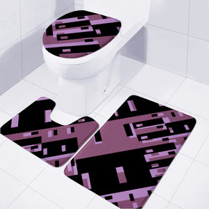 Purple Dark Geometric Shapes Pattern Toilet Three Pieces Set