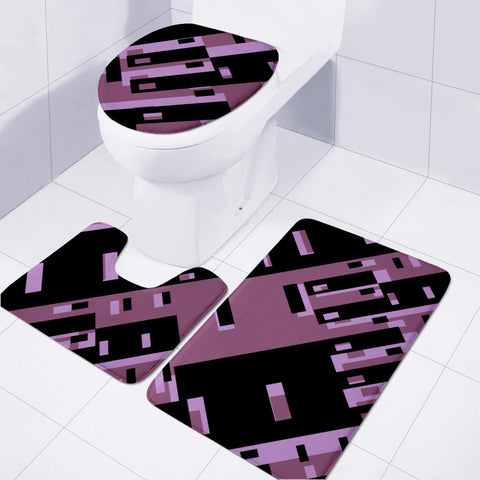 Image of Purple Dark Geometric Shapes Pattern Toilet Three Pieces Set