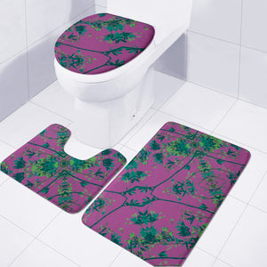 Modern Floral Collage Pattern Toilet Three Pieces Set