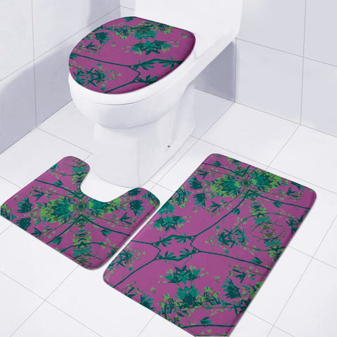 Image of Modern Floral Collage Pattern Toilet Three Pieces Set