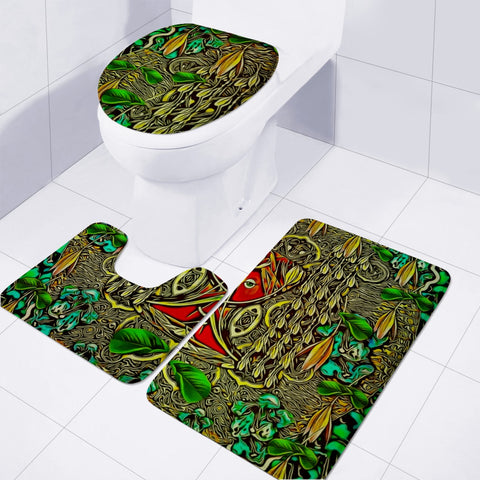 Image of Heavy Metal And A Artificial Leather Lady Among Spring Flowers Toilet Three Pieces Set