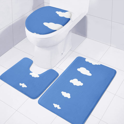 Image of White Clouds On Blue Toilet Three Pieces Set