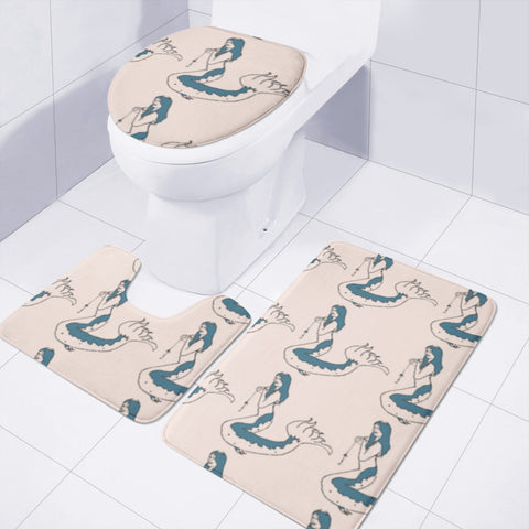 Image of Mermaids Pattern Toilet Three Pieces Set