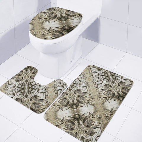 Image of Vintage Ornate Interlace Pattern Toilet Three Pieces Set