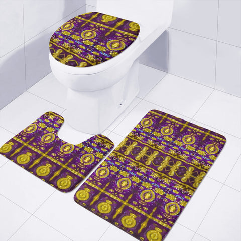 Image of Fancy Ornate Pattern Mosaic Toilet Three Pieces Set