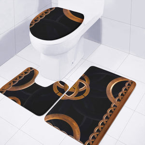 Wooden Ornate Digital Artwork Toilet Three Pieces Set