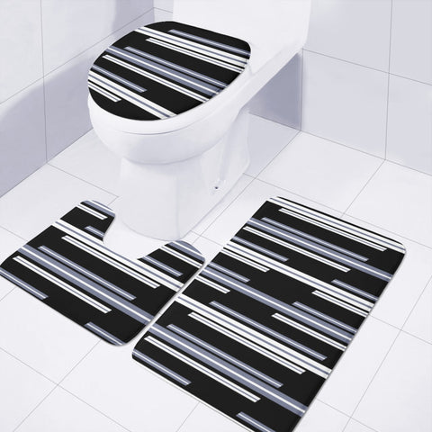 Image of Modern Geometric Stripes Design Toilet Three Pieces Set