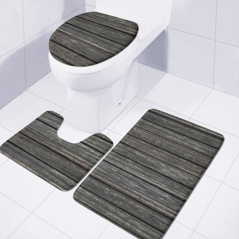 Image of Wooden Linear Geometric Design Toilet Three Pieces Set