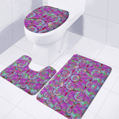 Image of Raining Flowers From Above Toilet Three Pieces Set