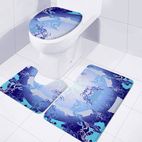 Image of Blue Toilet Three Pieces Set