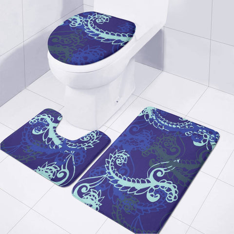 Image of Blue Toilet Three Pieces Set