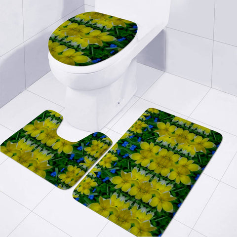 Image of Flowers In The Golden Sea Toilet Three Pieces Set