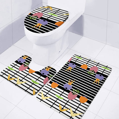 Image of Geometric Flowers Toilet Three Pieces Set