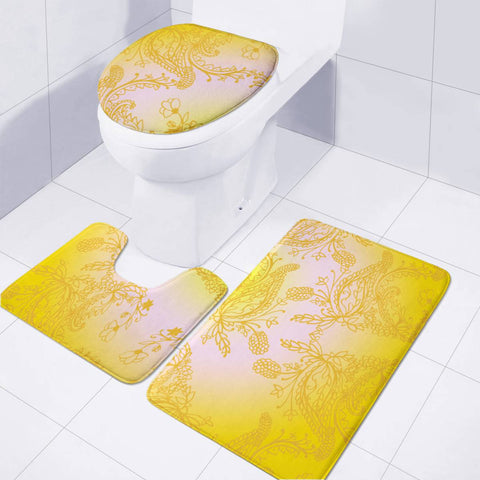 Image of Yellow Toilet Three Pieces Set