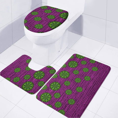 Image of Spring Tulips On Purple Toilet Three Pieces Set