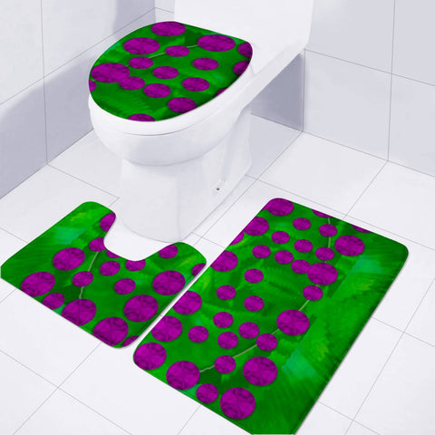 Image of Fern And Leafs As Dots Toilet Three Pieces Set