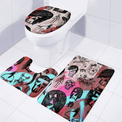 Image of Skull Sketches Toilet Three Pieces Set