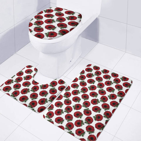 Image of Red Anemone Toilet Three Pieces Set