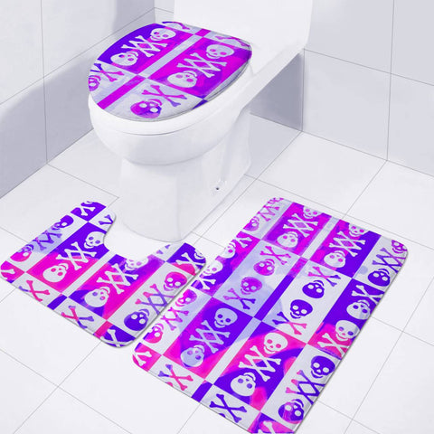 Image of Purple Pink Skull Crossbones Toilet Three Pieces Set