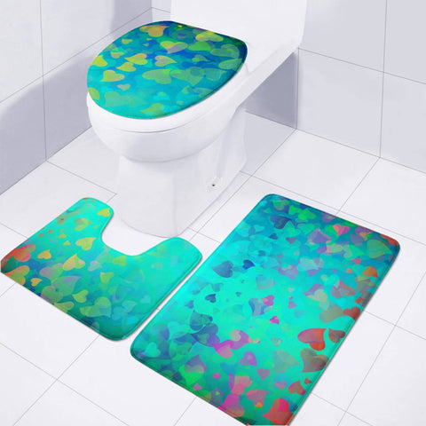 Image of Hearts Colors On Green Toilet Three Pieces Set