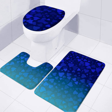 Image of Hearts On Blue Green Background Toilet Three Pieces Set