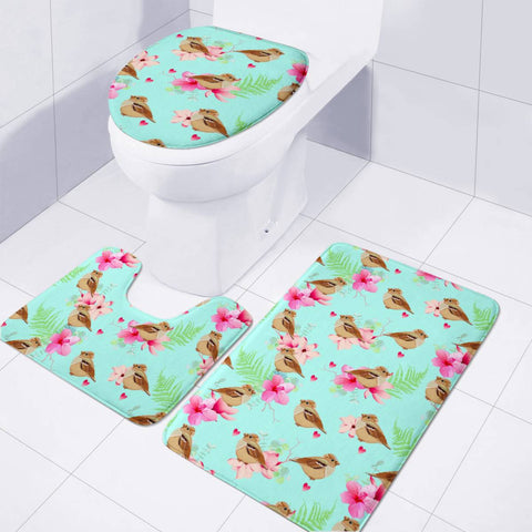 Image of Sparrow And Flower Toilet Three Pieces Set