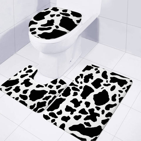 Image of Black And White Cow Skin Toilet Three Pieces Set