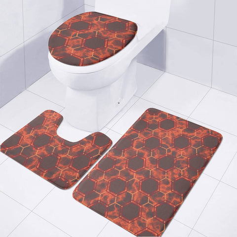 Image of Orange Honeycomb Marble Toilet Three Pieces Set