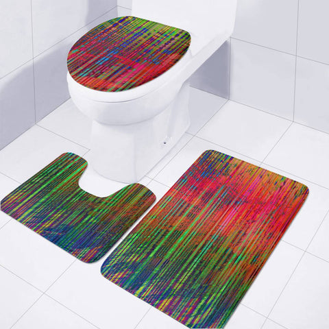 Image of Digital Colorful Lines Toilet Three Pieces Set