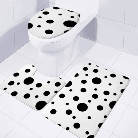 Image of Black On White Polka Dot Pattern Toilet Three Pieces Set