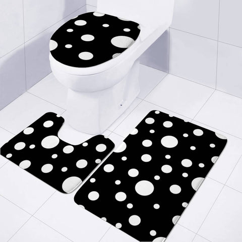 Image of White On Black Polka Dot Pattern Toilet Three Pieces Set