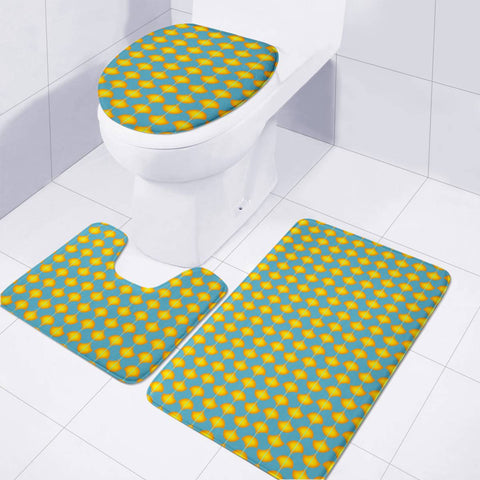 Image of Yellow Petals Pattern Toilet Three Pieces Set