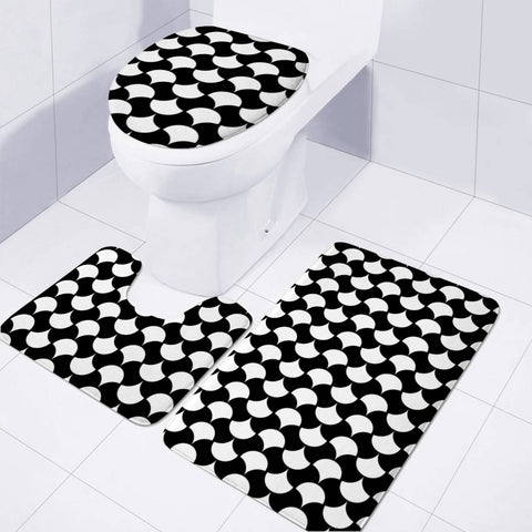 Image of Black White Petals Pattern Toilet Three Pieces Set