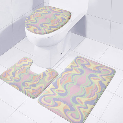 Image of Abstract Pastel Colors Toilet Three Pieces Set