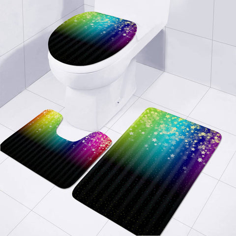 Image of Colorful Space Rainbow Stars Toilet Three Pieces Set