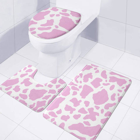 Image of White Pink Cow Print Toilet Three Pieces Set