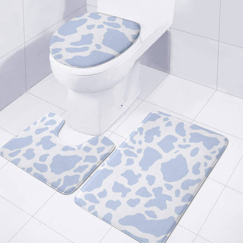 Image of Blue Cow Print Toilet Three Pieces Set