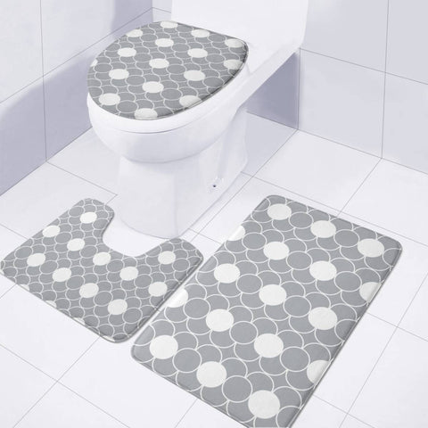 Image of Grey White Dots Pattern Toilet Three Pieces Set