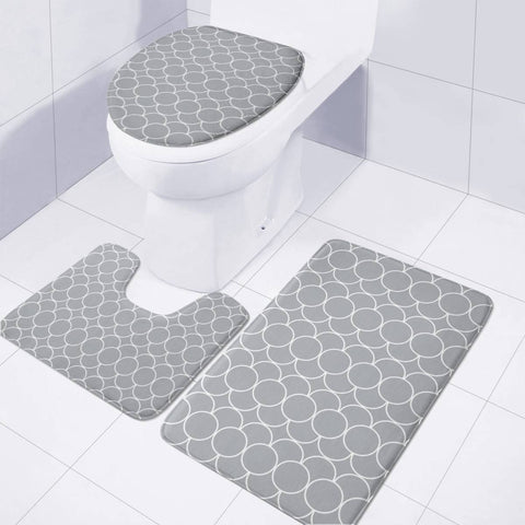 Image of Grey Circles Pattern Toilet Three Pieces Set