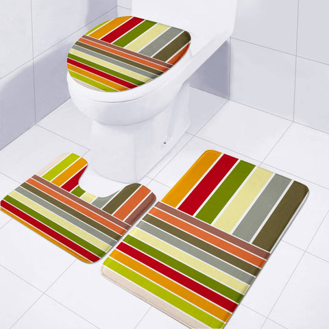 Image of Autumn Colors Stripes Toilet Three Pieces Set