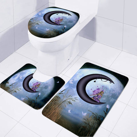 Image of Cute Fairy On The Moon Toilet Three Pieces Set