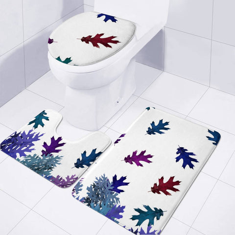 Image of Blue Purple Leaves Toilet Three Pieces Set